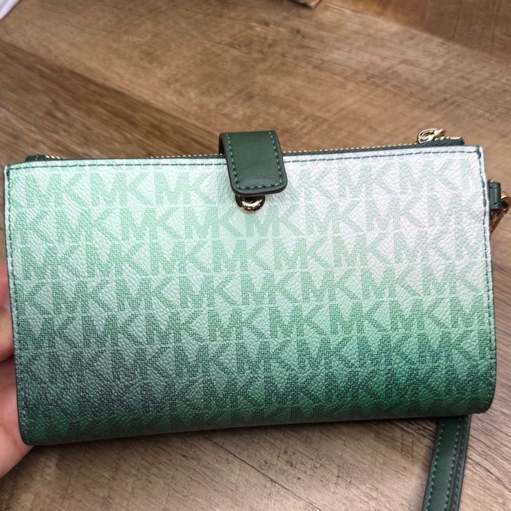 Michael Kors Jet Set Travel Moss Multi Signature Double Zip Wristlet - Picture 4 of 8